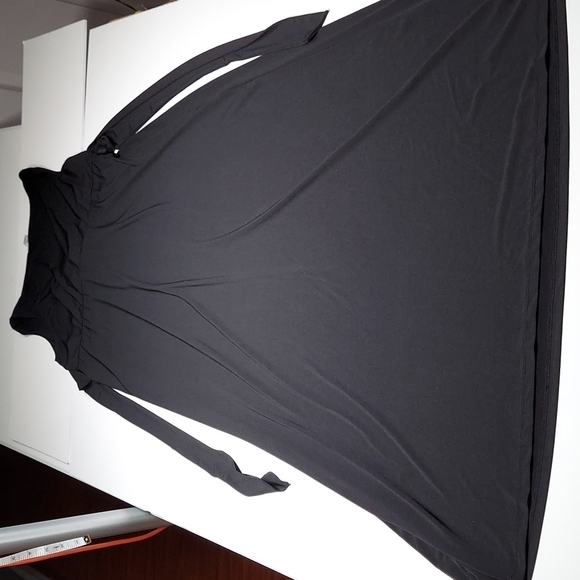 Motherhood Maternity Sleeveless V-Neck Maxi Dress w/ Tie Waist Black  XL - Picture 6 of 9